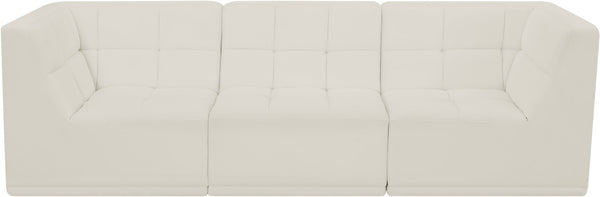 Relax Velvet / Engineered Wood / Foam Contemporary Cream Velvet Modular Sofa - 98" W x 34" D x  31" H