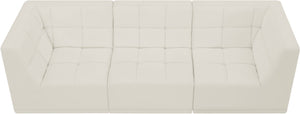 Relax Velvet / Engineered Wood / Foam Contemporary Cream Velvet Modular Sofa - 98" W x 34" D x  31" H
