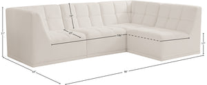 Relax Velvet / Engineered Wood / Foam Contemporary Cream Velvet Modular Sectional - 98" W x 64" D x 31" H