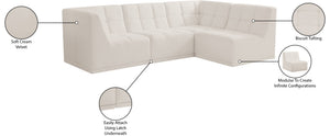 Relax Velvet / Engineered Wood / Foam Contemporary Cream Velvet Modular Sectional - 98" W x 64" D x 31" H