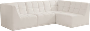 Relax Velvet / Engineered Wood / Foam Contemporary Cream Velvet Modular Sectional - 98" W x 64" D x 31" H