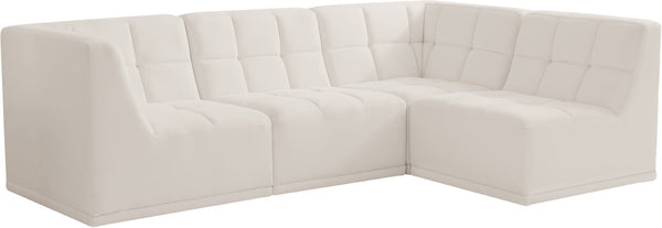Relax Velvet / Engineered Wood / Foam Contemporary Cream Velvet Modular Sectional - 98" W x 64" D x 31" H