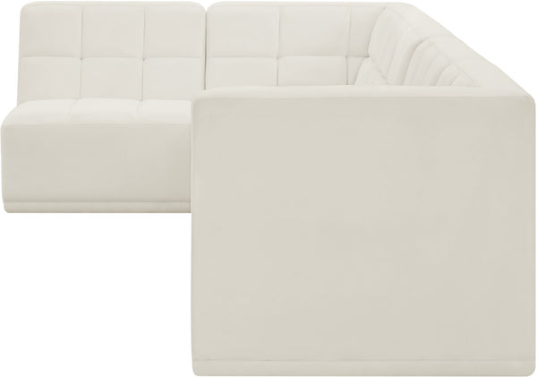 Relax Velvet / Engineered Wood / Foam Contemporary Cream Velvet Modular Sectional - 98" W x 64" D x 31" H