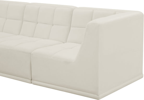 Relax Velvet / Engineered Wood / Foam Contemporary Cream Velvet Modular Sectional - 98" W x 64" D x 31" H