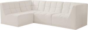 Relax Velvet / Engineered Wood / Foam Contemporary Cream Velvet Modular Sectional - 98" W x 64" D x 31" H