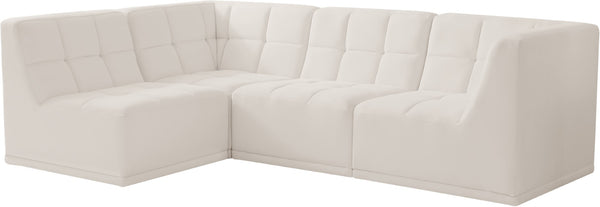 Relax Velvet / Engineered Wood / Foam Contemporary Cream Velvet Modular Sectional - 98" W x 64" D x 31" H