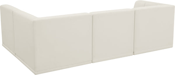Relax Velvet / Engineered Wood / Foam Contemporary Cream Velvet Modular Sectional - 98" W x 64" D x 31" H