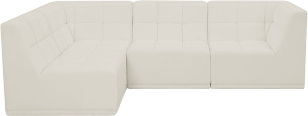 Relax Velvet / Engineered Wood / Foam Contemporary Cream Velvet Modular Sectional - 98" W x 64" D x 31" H