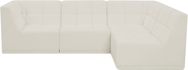 Relax Velvet / Engineered Wood / Foam Contemporary Cream Velvet Modular Sectional - 98" W x 64" D x 31" H