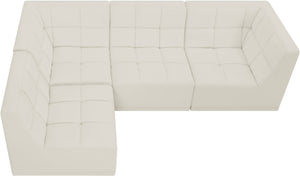 Relax Velvet / Engineered Wood / Foam Contemporary Cream Velvet Modular Sectional - 98" W x 64" D x 31" H