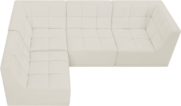 Relax Velvet / Engineered Wood / Foam Contemporary Cream Velvet Modular Sectional - 98" W x 64" D x 31" H