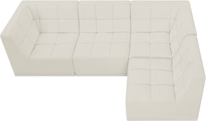 Relax Velvet / Engineered Wood / Foam Contemporary Cream Velvet Modular Sectional - 98" W x 64" D x 31" H