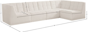 Relax Velvet / Engineered Wood / Foam Contemporary Cream Velvet Modular Sectional - 128" W x 64" D x 31" H