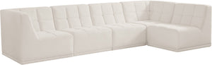 Relax Velvet / Engineered Wood / Foam Contemporary Cream Velvet Modular Sectional - 128" W x 64" D x 31" H