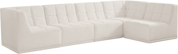 Relax Velvet / Engineered Wood / Foam Contemporary Cream Velvet Modular Sectional - 128" W x 64" D x 31" H