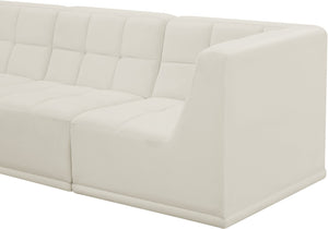 Relax Velvet / Engineered Wood / Foam Contemporary Cream Velvet Modular Sectional - 128" W x 64" D x 31" H