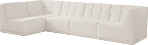 Relax Velvet / Engineered Wood / Foam Contemporary Cream Velvet Modular Sectional - 128" W x 64" D x 31" H