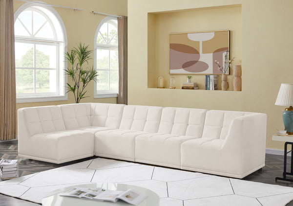 Relax Velvet / Engineered Wood / Foam Contemporary Cream Velvet Modular Sectional - 128" W x 64" D x 31" H