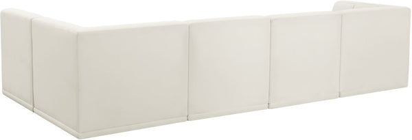 Relax Velvet / Engineered Wood / Foam Contemporary Cream Velvet Modular Sectional - 128" W x 64" D x 31" H