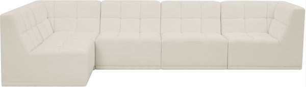 Relax Velvet / Engineered Wood / Foam Contemporary Cream Velvet Modular Sectional - 128" W x 64" D x 31" H