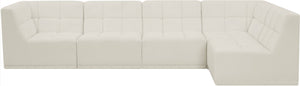 Relax Velvet / Engineered Wood / Foam Contemporary Cream Velvet Modular Sectional - 128" W x 64" D x 31" H