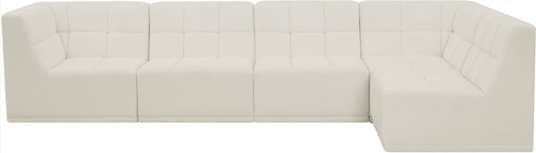 Relax Velvet / Engineered Wood / Foam Contemporary Cream Velvet Modular Sectional - 128" W x 64" D x 31" H