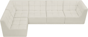 Relax Velvet / Engineered Wood / Foam Contemporary Cream Velvet Modular Sectional - 128" W x 64" D x 31" H