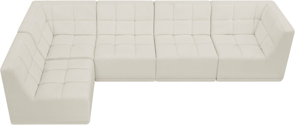 Relax Velvet / Engineered Wood / Foam Contemporary Cream Velvet Modular Sectional - 128" W x 64" D x 31" H