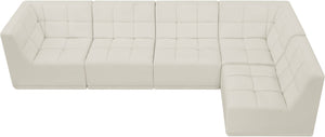 Relax Velvet / Engineered Wood / Foam Contemporary Cream Velvet Modular Sectional - 128" W x 64" D x 31" H