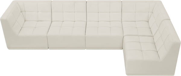 Relax Velvet / Engineered Wood / Foam Contemporary Cream Velvet Modular Sectional - 128" W x 64" D x 31" H