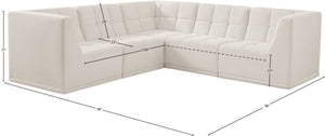 Relax Velvet / Engineered Wood / Foam Contemporary Cream Velvet Modular Sectional - 98" W x 98" D x 31" H