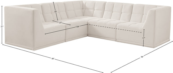 Relax Velvet / Engineered Wood / Foam Contemporary Cream Velvet Modular Sectional - 98" W x 98" D x 31" H