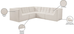 Relax Velvet / Engineered Wood / Foam Contemporary Cream Velvet Modular Sectional - 98" W x 98" D x 31" H