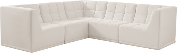Relax Velvet / Engineered Wood / Foam Contemporary Cream Velvet Modular Sectional - 98" W x 98" D x 31" H