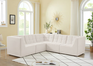 Relax Velvet / Engineered Wood / Foam Contemporary Cream Velvet Modular Sectional - 98" W x 98" D x 31" H