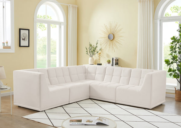 Relax Velvet / Engineered Wood / Foam Contemporary Cream Velvet Modular Sectional - 98" W x 98" D x 31" H