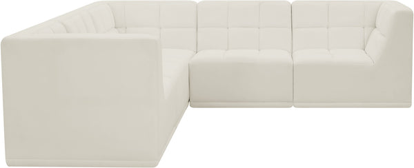 Relax Velvet / Engineered Wood / Foam Contemporary Cream Velvet Modular Sectional - 98" W x 98" D x 31" H