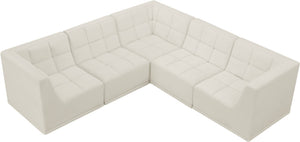 Relax Velvet / Engineered Wood / Foam Contemporary Cream Velvet Modular Sectional - 98" W x 98" D x 31" H