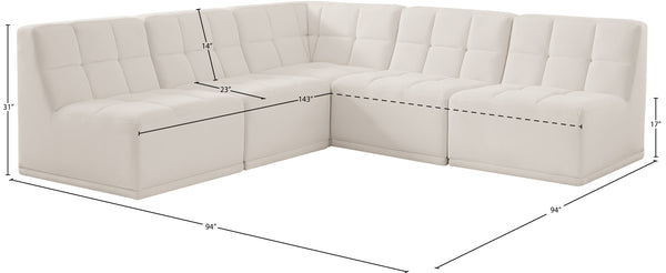 Relax Velvet / Engineered Wood / Foam Contemporary Cream Velvet Modular Sectional - 94" W x 94" D x 31" H