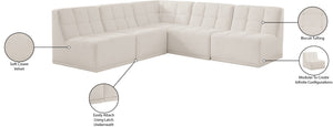 Relax Velvet / Engineered Wood / Foam Contemporary Cream Velvet Modular Sectional - 94" W x 94" D x 31" H