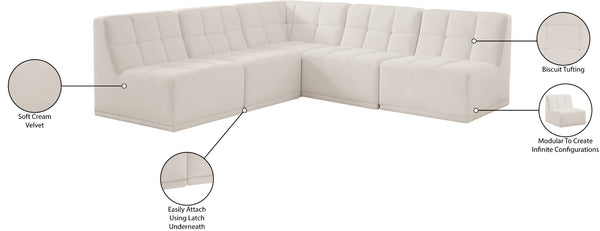 Relax Velvet / Engineered Wood / Foam Contemporary Cream Velvet Modular Sectional - 94" W x 94" D x 31" H