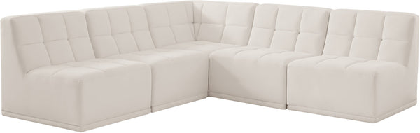 Relax Velvet / Engineered Wood / Foam Contemporary Cream Velvet Modular Sectional - 94" W x 94" D x 31" H