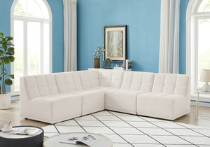 Relax Velvet / Engineered Wood / Foam Contemporary Cream Velvet Modular Sectional - 94" W x 94" D x 31" H