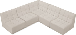 Relax Velvet / Engineered Wood / Foam Contemporary Cream Velvet Modular Sectional - 94" W x 94" D x 31" H
