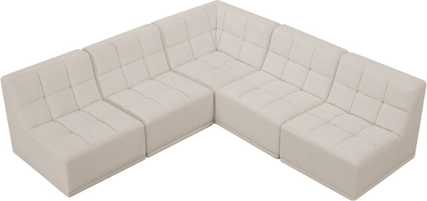 Relax Velvet / Engineered Wood / Foam Contemporary Cream Velvet Modular Sectional - 94" W x 94" D x 31" H