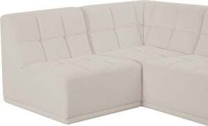 Relax Velvet / Engineered Wood / Foam Contemporary Cream Velvet Modular Sectional - 94" W x 94" D x 31" H