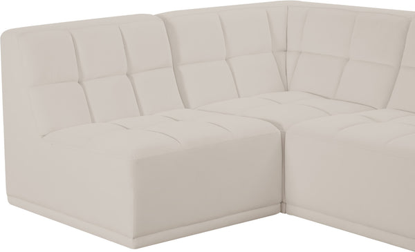 Relax Velvet / Engineered Wood / Foam Contemporary Cream Velvet Modular Sectional - 94" W x 94" D x 31" H