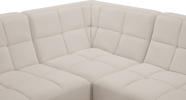 Relax Velvet / Engineered Wood / Foam Contemporary Cream Velvet Modular Sectional - 94" W x 94" D x 31" H