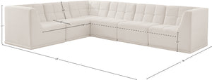 Relax Velvet / Engineered Wood / Foam Contemporary Cream Velvet Modular Sectional - 128" W x 98" D x 31" H