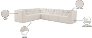 Relax Velvet / Engineered Wood / Foam Contemporary Cream Velvet Modular Sectional - 128" W x 98" D x 31" H
